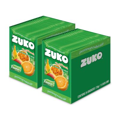 ZUKO Fruit Punch Instant Powder Drink, 24 Individual Bags 0.9 Oz, No Sugar Needed (Pack of 2)