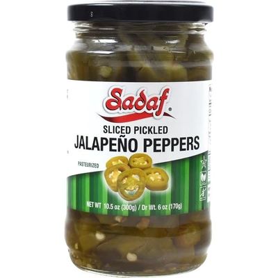 Sadaf Pickled Jalapeno Peppers - Slice Pickled Jalapeo Peppers for Cooking and Food Flavoring - Kosher - 10.5 Oz Jar