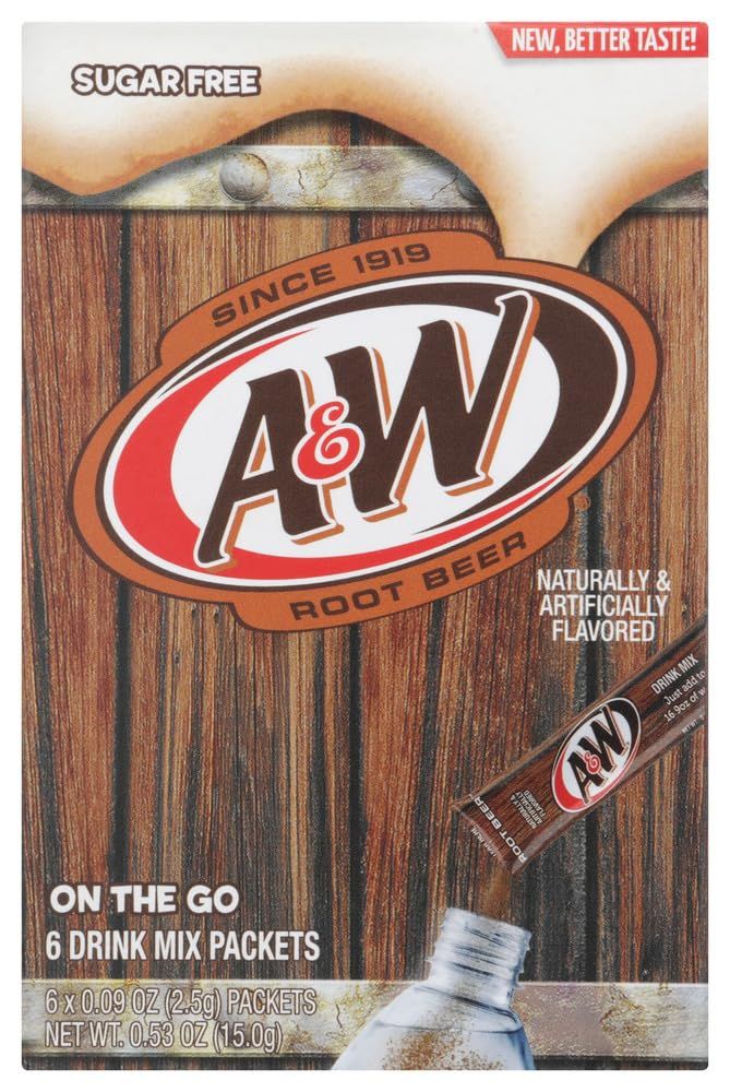 A&amp;W Root Beer Caffeine/Sugar Free Classic On-the-Go Drink Mix Packets - 1 Box (6 pks)