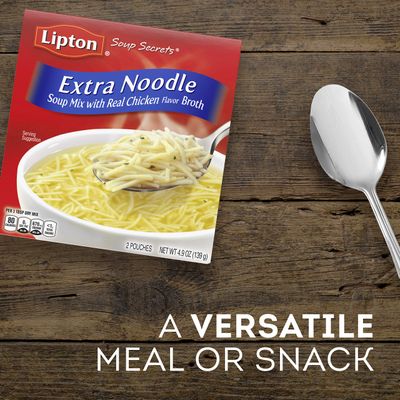 SOUP SECRETS Lipton Instant Soup Mix For a Warm Bowl of Soup Extra Noodle Soup Made With Real Chicken Broth Flavor 4.9 oz 2 ct, Pack of 12