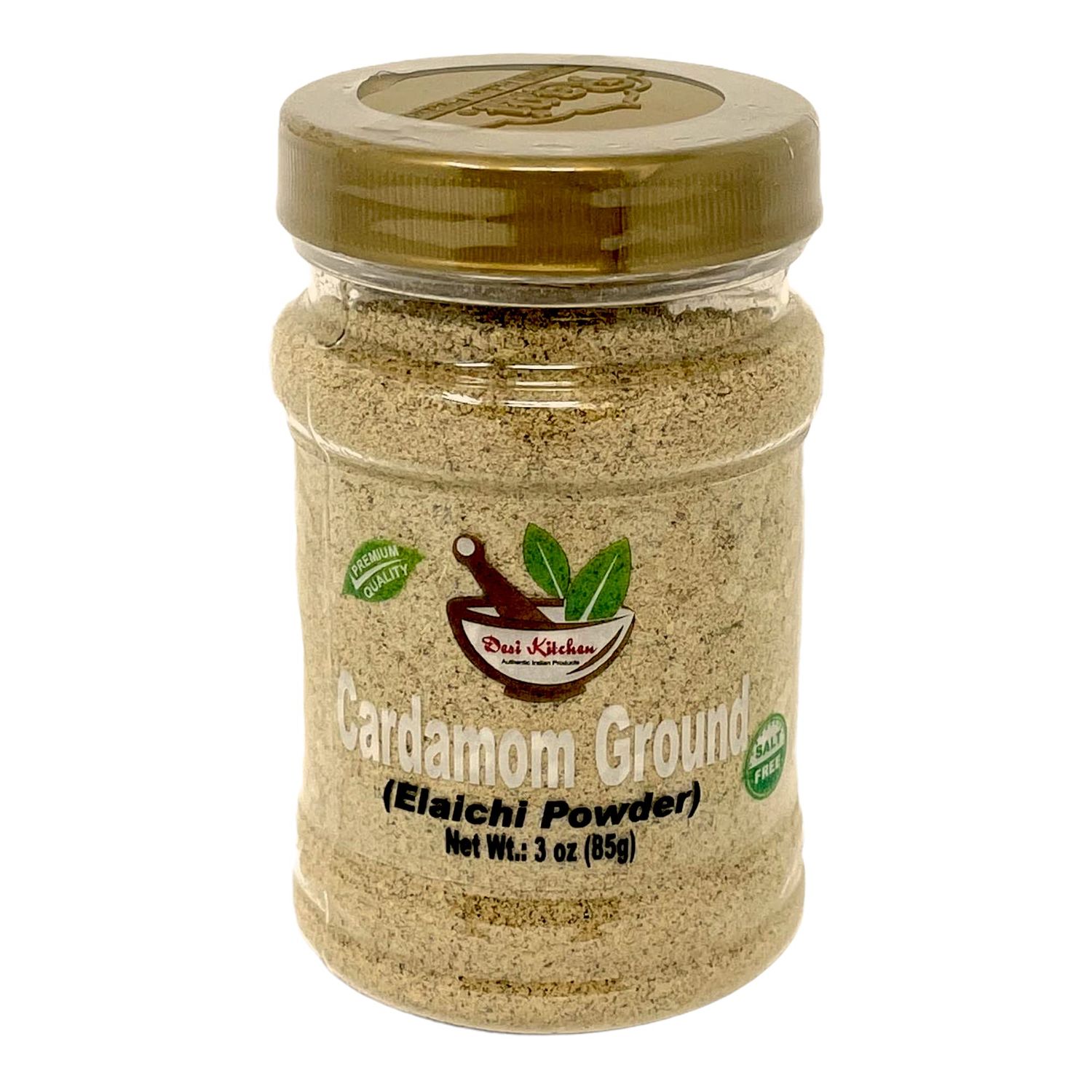 Desi Kitchen Spices All Natural | Salt Free | Vegan | NON GMO | Indian Pure Green Cardamom Ground (Green Elaichi Powder) 3oz With Freshness and Aroma Guaranty