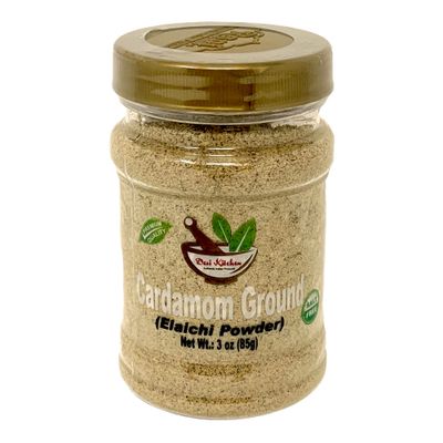 Desi Kitchen Spices All Natural | Salt Free | Vegan | NON GMO | Indian Pure Green Cardamom Ground (Green Elaichi Powder) 3oz With Freshness and Aroma Guaranty