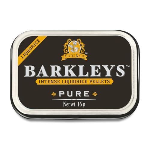 Barkleys Black Licorice Candy, Licorice Pellets - Gluten Free Licorice, Vegan- Black Licorice Intense (1 Can x 16 gr.)