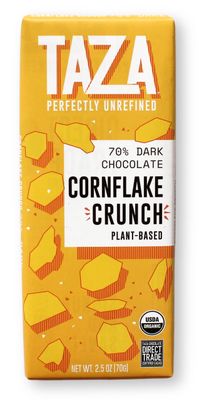 Taza Chocolate Organic Smooth &amp; Crunchy Bars 70% Stone Ground, Cornflake Crunch 2.5 Ounces (10 Count), Vegan