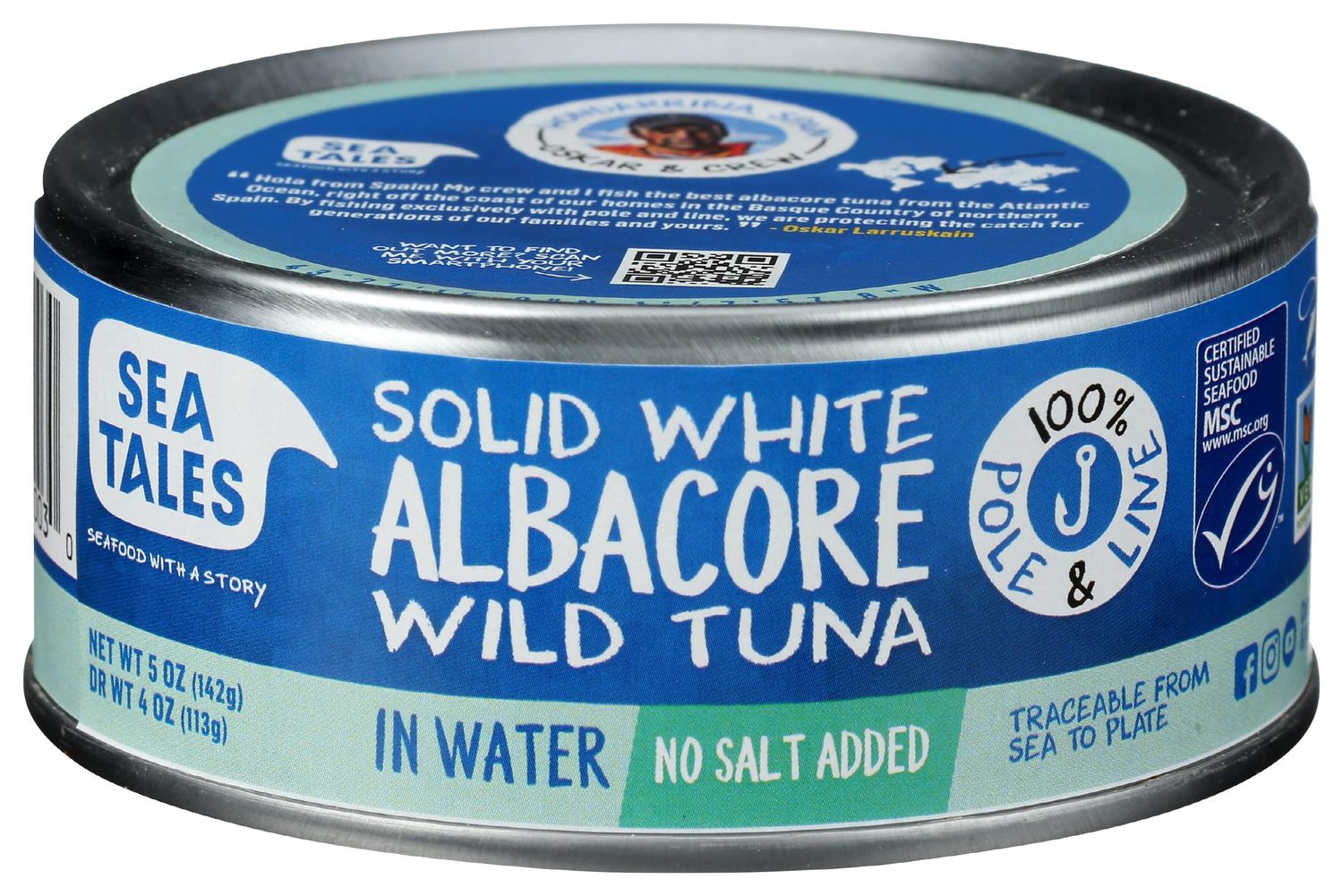 Sea Tales Albacore Tuna in Water No Salt Added, 5 OZ