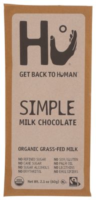 Hu Simple Milk Chocolate Bar, Organic Grass-Fed Milk, Fair Trade, Kosher, USDA Certified Organic, Gluten Free, 2.1 Ounce (Pack of 6)