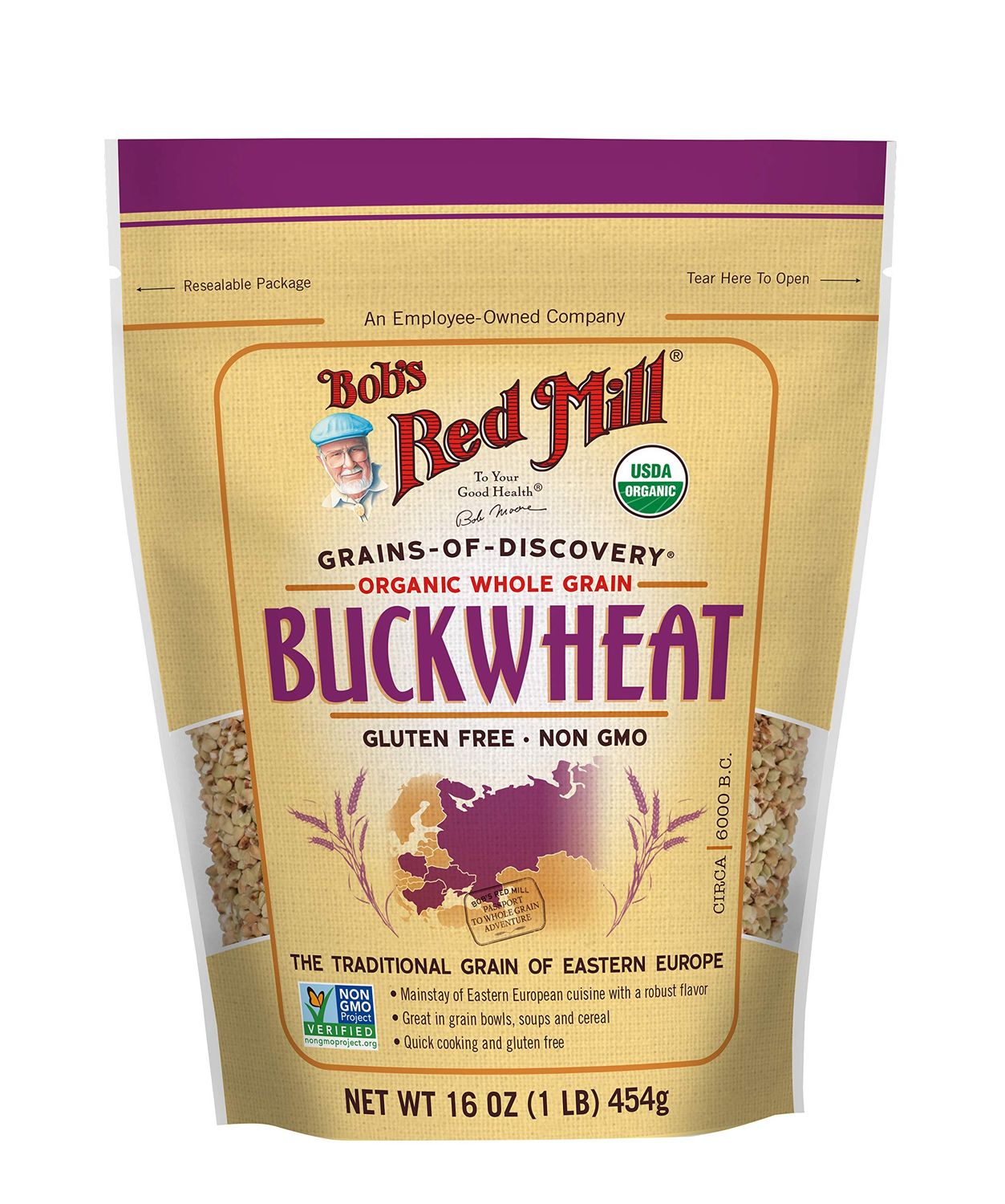 Bob&#39;s Red Mill Organic Gluten Free Buckwheat Groats, 16 oz (Pack of 1) - Organic, Gluten Free, Non-GMO, Vegan, Whole Grain, Kosher