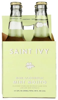 Saint Ivy Non Alcoholic Virgin Mint Mojito - Zero Alcohol, Classic Refreshing Alternative | 4-PACK