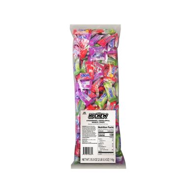 HI-CHEW Assorted Bulk Bag, 2.2lb | 185+ Pieces Individually Wrapped | Green Apple Strawberry Mango Grape | Soft &amp; Chewy Taffy Candy | Made with Immensely Juicy Fruit Flavors
