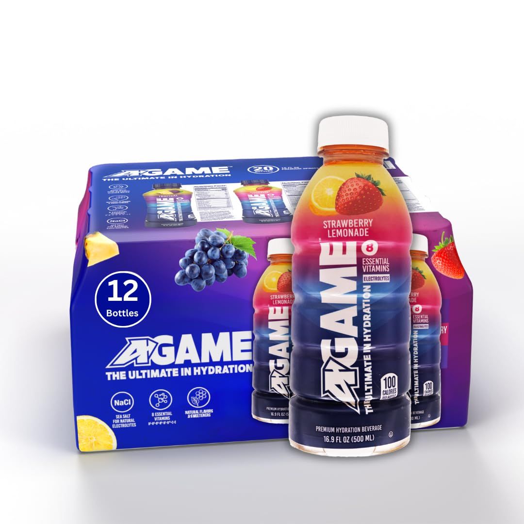 A-GAME Sports Drink - Strawberry Lemonade - 16 Fl Oz (Pack of 12)