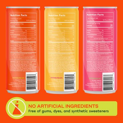 Plant Press - Variety Pack, Organic Clean Caffeine Energy Drink & Coffee Alternative, Full Range of Vitamins, Electrolytes, No Sugar Alcohols, No Preservatives (12 Fl Oz, 12 Pk)