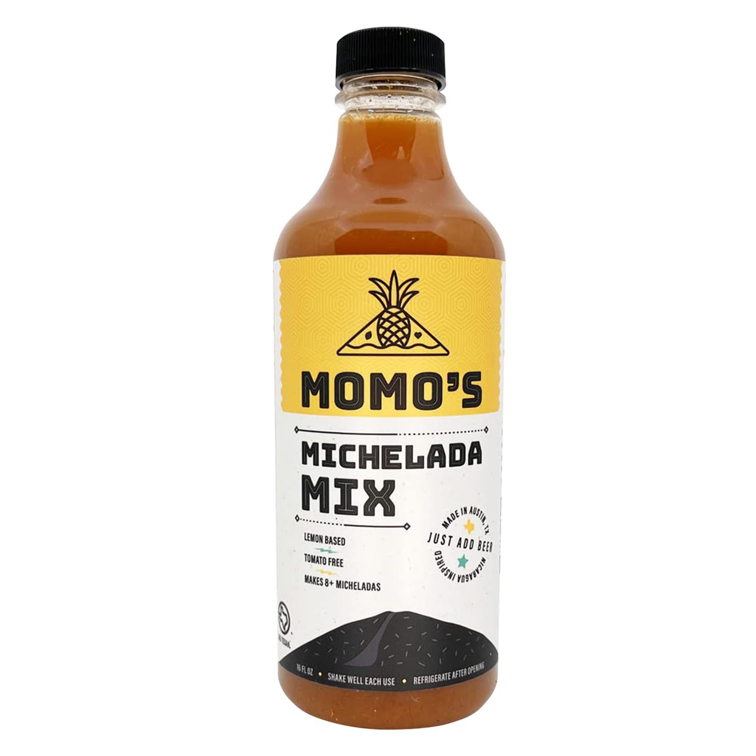Momo&#39;s Michelada Mix - Tomato-Free, Vegan, and Gluten-Free (16 Fl Oz) - Experience Refreshment with MOMO&#39;S Lemon-Based Michelada - A Central American Classic - Simply Refreshing Fiesta in a Bottle