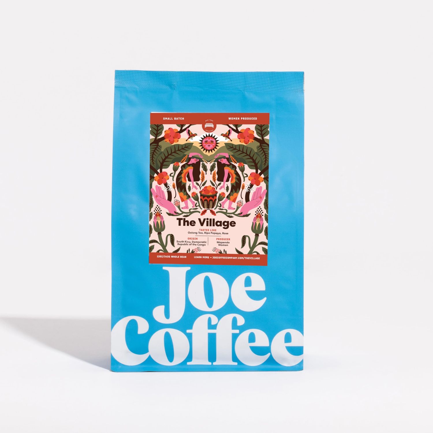 Joe Coffee Company (NYC Roaster), The Village - Women Produced, Whole Bean Coffee, 12 oz Bag, RFA Certified, Kosher, Climate Friendly, Specialty Coffee