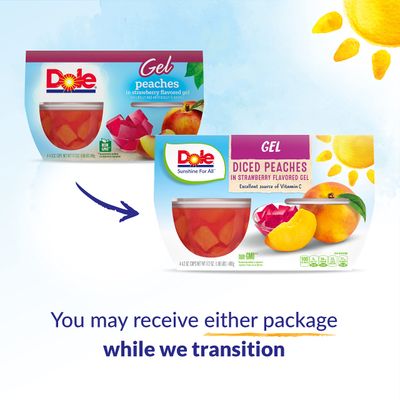 Dole Fruit Bowls Peaches in Strawberry Flavored Gel Snacks, 4.3oz 24 Total Cups, Gluten &amp; Dairy Free, Bulk Lunch Snacks for Kids &amp; Adults