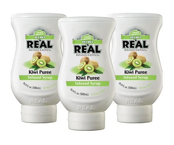 Kiwi Rel Infused Exotics, Kiwi Puree Infused Syrup, 16.9 FL OZ Squeezable Bottle (Pack of 3)