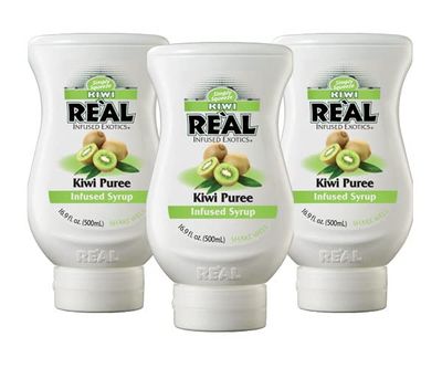 Kiwi Rel Infused Exotics, Kiwi Puree Infused Syrup, 16.9 FL OZ Squeezable Bottle (Pack of 3)