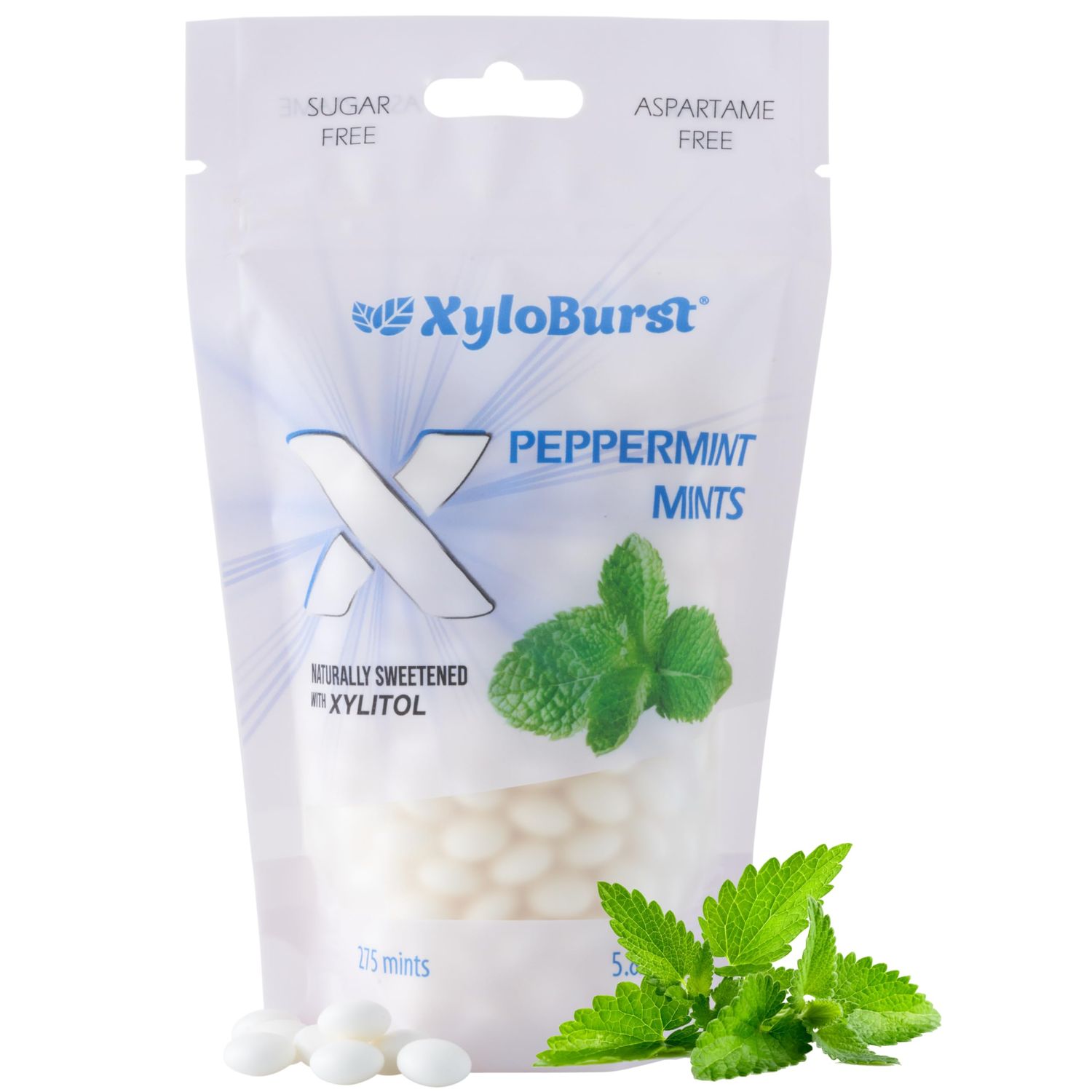 XyloBurst - Xylitol Mints | Sugar Free Breath Mints for Oral Health | Gluten Free, Vegan, Keto Friendly | Aspartame Free Mints | Peppermint | 275 Count