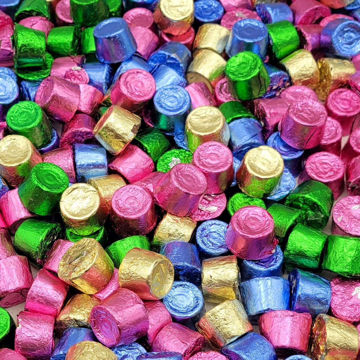 Mothers Day Milk Chocolate Spring themed Chewy Caramel Candy - approx 98 count (2 Lbs Pounds)- Easter Edition Colored Foil Candy Individually Wrapped great for Easter Basket Stuffer 2 Lbs