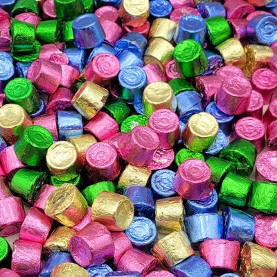 Mothers Day Milk Chocolate Spring themed Chewy Caramel Candy - approx 98 count (2 Lbs Pounds)- Easter Edition Colored Foil Candy Individually Wrapped great for Easter Basket Stuffer 2 Lbs