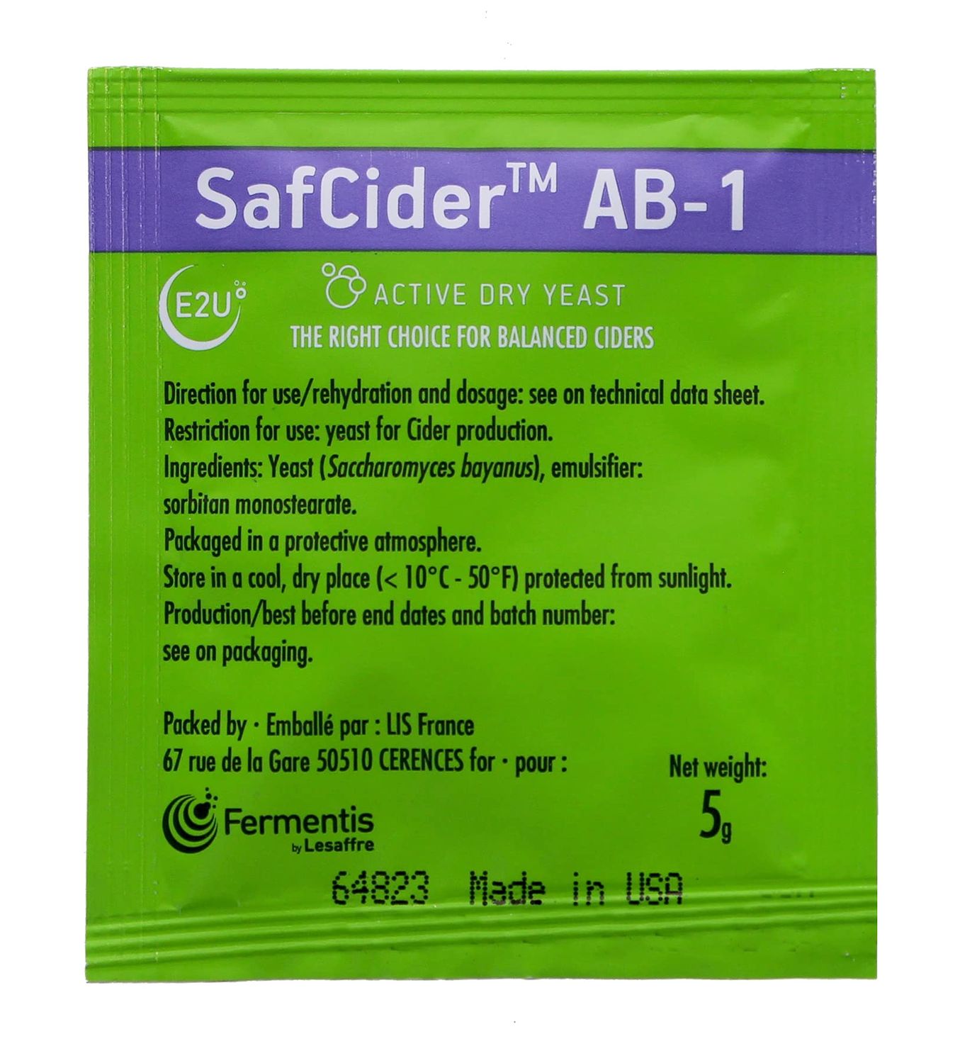 Safcider 40725 Cider Yeast, 5G