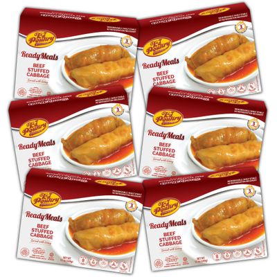 KJ Poultry Kosher Ready Meals - Beef Stuffed Cabbage Rolls, MRE Meat Meals Ready to Eat, Gluten Free (6 Pack) Prepared Entree Fully Cooked, Shelf Stable Microwave Dinner Travel Military Camping