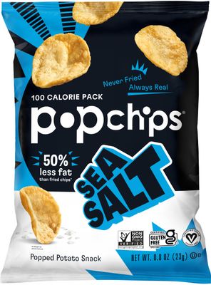 popchips Sea Salt Potato Chips Single Serve 0.8 Ounce (Pack of 24) , F-AR-71100