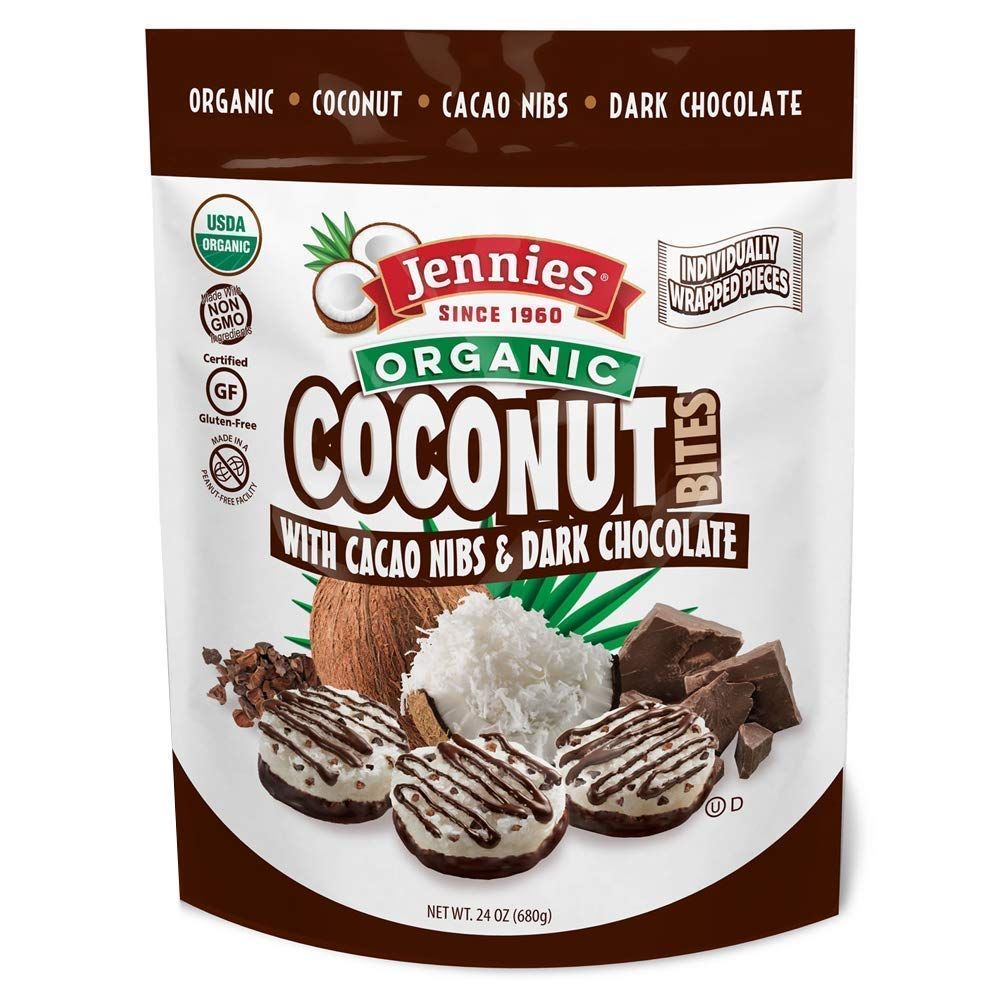 Jennies Organic Coconut Bites, Gluten Free, Peanut Free, Non GMO (Cacao, 24 Ounce)