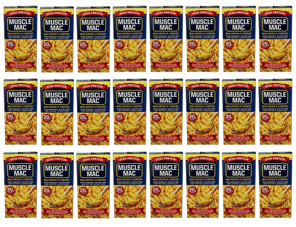 Muscle Mac | Macaroni and Cheese Pasta For All Ages, 20 Grams Of High Protein Per Serving, Real Cheese, Non-GMO, 24 Pack