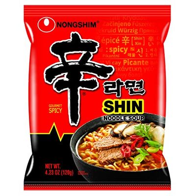Nongshim Gourmet Spicy Shin Instant Ramen Noodle, 20 Pack, Chunky Vegetables, Premium Microwaveable Ramen Soup Mix, Savory &amp; Rich