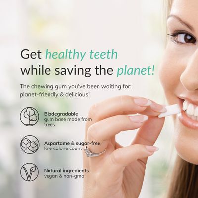 Sugar Free Natural Chewing Gum (84 Pcs) - Xylitol Gum with Stevia - Aspartame Free Natural Gum - All Natural Gum - Vegan, Gluten Free Keto Gum- Spearmint