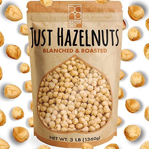 Roastery Coast Dry Roasted Hazelnuts | 3 LB | Unsalted | Filberts | Blanched | No skin | Kosher | Certified Gluten Free | Non-GMO | Paleo | Keto
