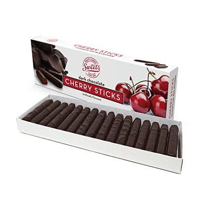 Sweet Candy Company Dark Chocolate Cherry Sticks - Gourmet Chocolate Covered Sticks, Chocolate Fruit Flavored Sticks, Gift Idea for Holidays, Gluten Free, Kosher - 10.5 oz Box