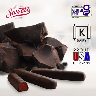 Sweet Candy Company Dark Chocolate Cherry Sticks - Gourmet Chocolate Covered Sticks, Chocolate Fruit Flavored Sticks, Gift Idea for Holidays, Gluten Free, Kosher - 10.5 oz Box