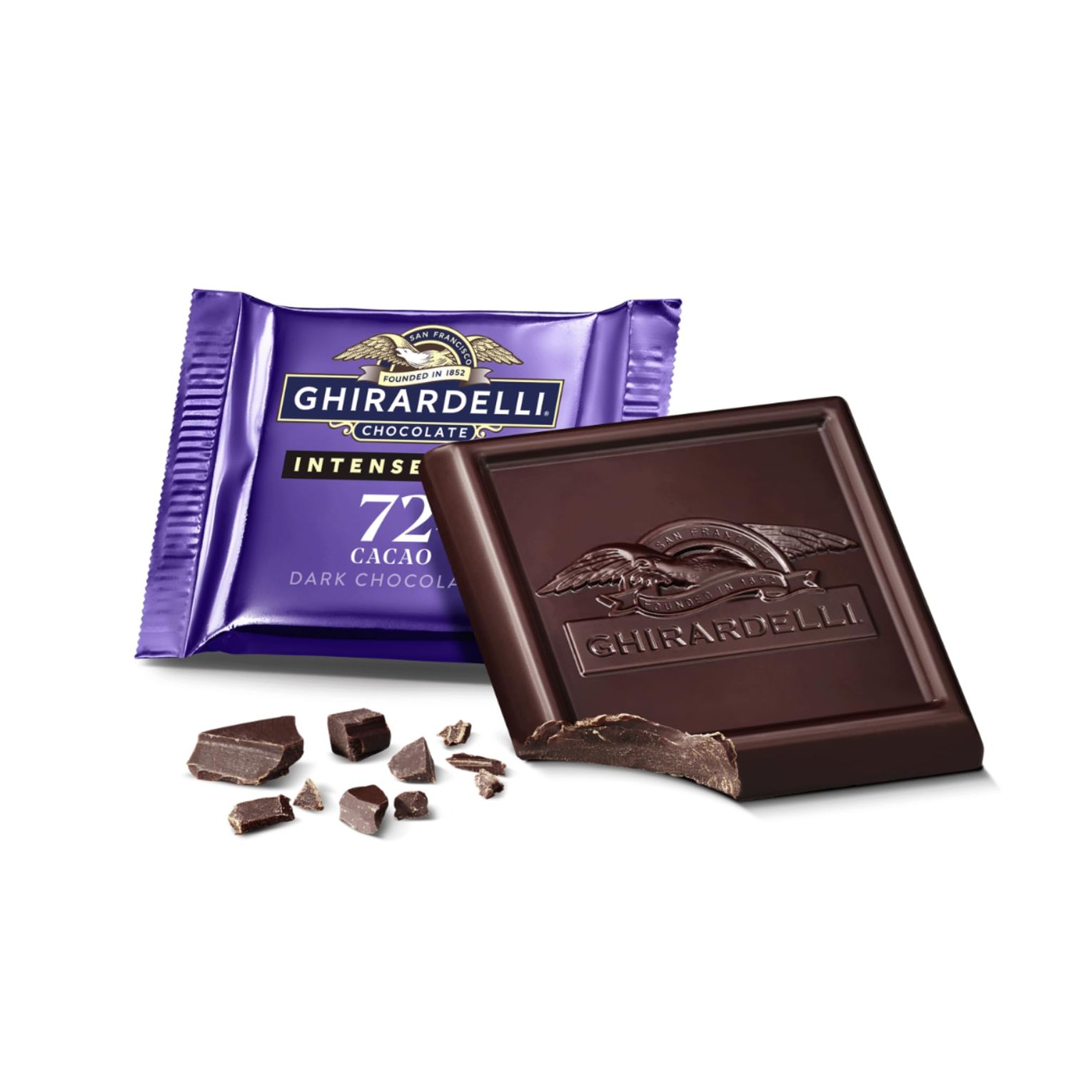 Intense Dark 72 Percent Cacao Dark Chocolate Squares (Pack of 50)