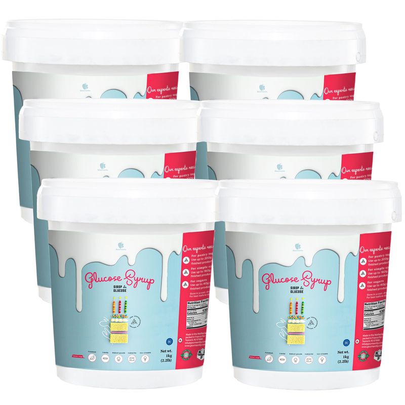 Gourmanity Glucose Syrup for Baking, Liquid Glucose Syrup Perfect as a Sweetener, Thickener and Moisture Retaining Agent, Great for Confectioners and Fondant Glaze, Kosher, 2.2lb (Pack of 6)