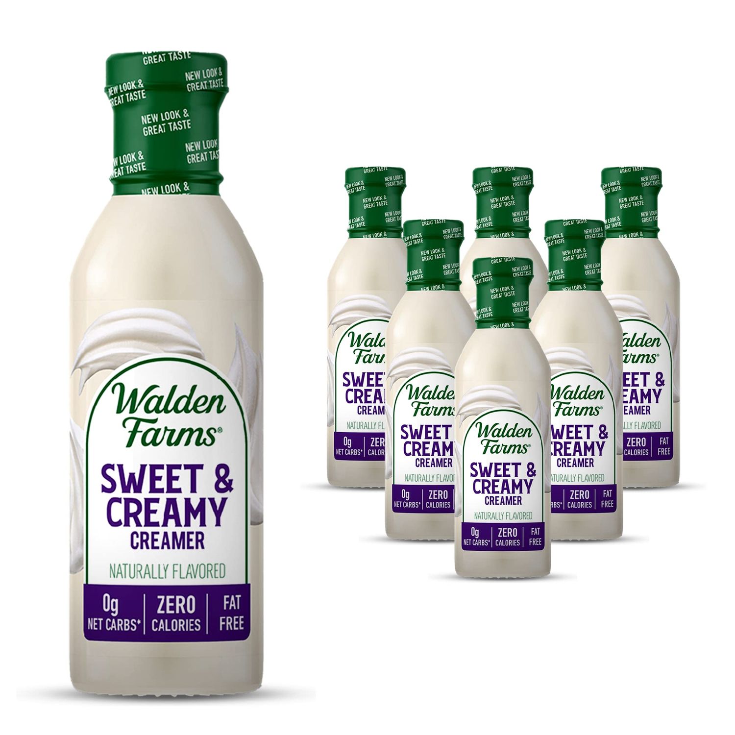 Walden Farms Sweet Cream Coffee Creamer, 12 oz. Bottle, Fresh Flavored Non-Dairy Milk Substitute, Natural and Organic Liquid, Gluten Free and 0g Net Carbs, Vegan Friendly, 6 Pack Bottles