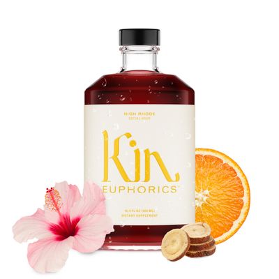 Kin Euphorics High Rhode Non-Alcoholic Aperitif | Elevate Your Social Hour | Adaptogens, Nootropics &amp; Botanicals | Rhodiola Rosea, 5-HTP, GABA | Citrus, Bitters &amp; Spices | 16.9 fl oz
