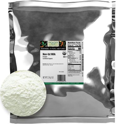 Frontier Co-op Organic Non-Fat Milk Powder 5lb Bulk Bag - Non Fat Powdered Milk for Baking, Cooking, Rehydrating or Shelf Stable Milk Powder