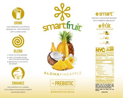 Smartfruit Aloha Pineapple + Prebiotic, 100% Real Fruit Pure, Non-GMO, No Additives, Vegan - 48 Fl. Oz