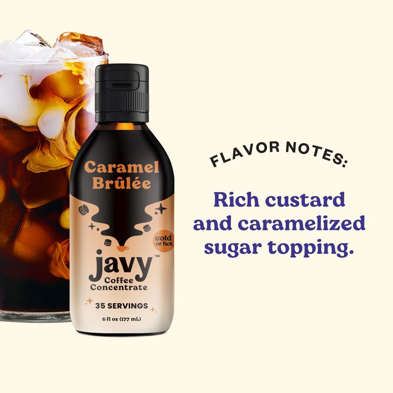 Javy Coffee Concentrate - Cold Brew Coffee, Perfect for Instant Iced Coffee, Cold Brewed Coffee and Hot Coffee, 35 Servings - Caramel Brulee