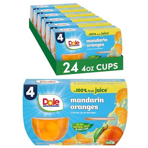 Dole Fruit Bowls Mandarin Oranges in 100% Juice Snacks, 4oz 24 Total Cups, Gluten &amp; Dairy Free, Bulk Lunch Snacks for Kids &amp; Adults