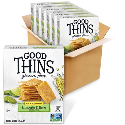 Good Thins Jalapeo &amp; Lime Corn &amp; Rice Snacks Gluten Free Crackers, 6 - 3.5 oz Boxes
