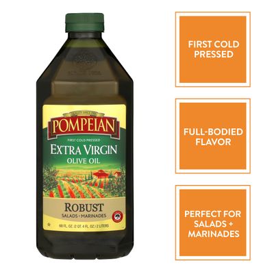 Pompeian Robust Extra Virgin Olive Oil, First Cold Pressed, Full-Bodied Flavor, Perfect for Salad Dressings &amp; Marinades, 68 FL. OZ.
