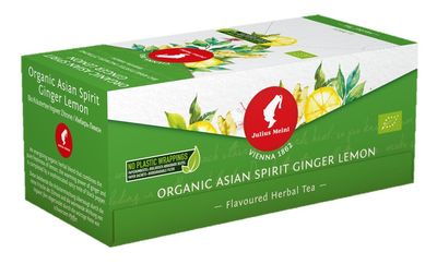 Julius Meinl Organic Asian Spirit Ginger Lemon Herbal Tea 25ct - Plastic Free Packaging &amp; Biodegradeable Filter