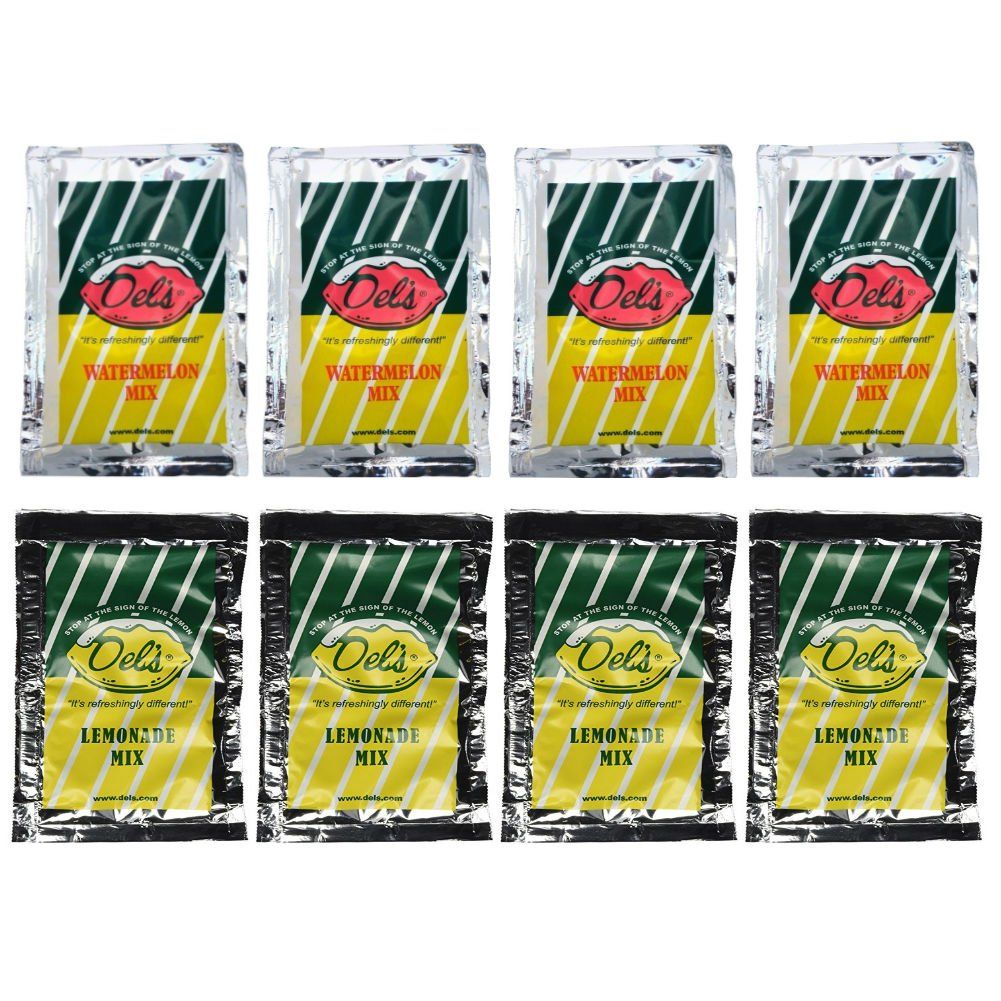 Del&#39;s - All Natural Lemonade Mix &amp; Watermelon Mix - 8 Pack Combo