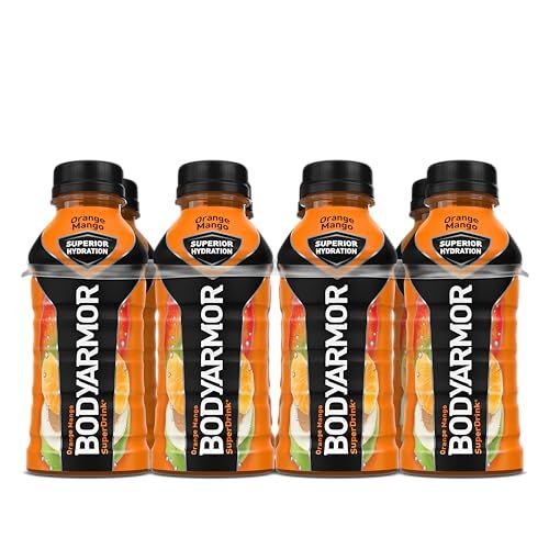 BODYARMOR Sports Drink Sports Beverage, Orange Mango, Coconut Water Hydration, Natural Flavors With Vitamins, Potassium-Packed Electrolytes, Perfect For Athletes, 12 Fl Oz (Pack of 8)