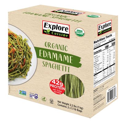 Explore Cuisine Organic Edamame Spaghetti - 2.2 lbs - Low-Carb, Keto-Friendly Pasta - High in Plant-Based Protein - Non-GMO, Gluten Free, Vegan, Kosher
