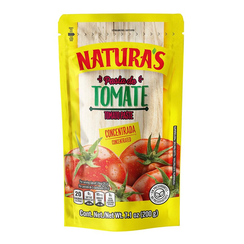 Natura&#39;s Natural Tomato Paste, 7.1oz. Pouch (Pack of 3)