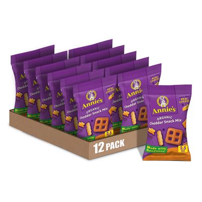 Annie&#39;s Organic Cheddar Snack Mix With Assorted Crackers and Pretzels, 2.5 oz Bag (Pack of 12)