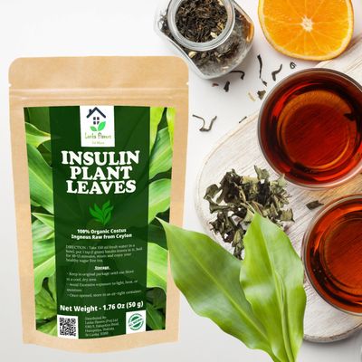 Lanka Flavors Feel Different Dried Insulin Plant Leaves 1.76 oz (50g) Natural Costus Igneus Organic Herbal Tea for Sugar-Free with 50 Cups